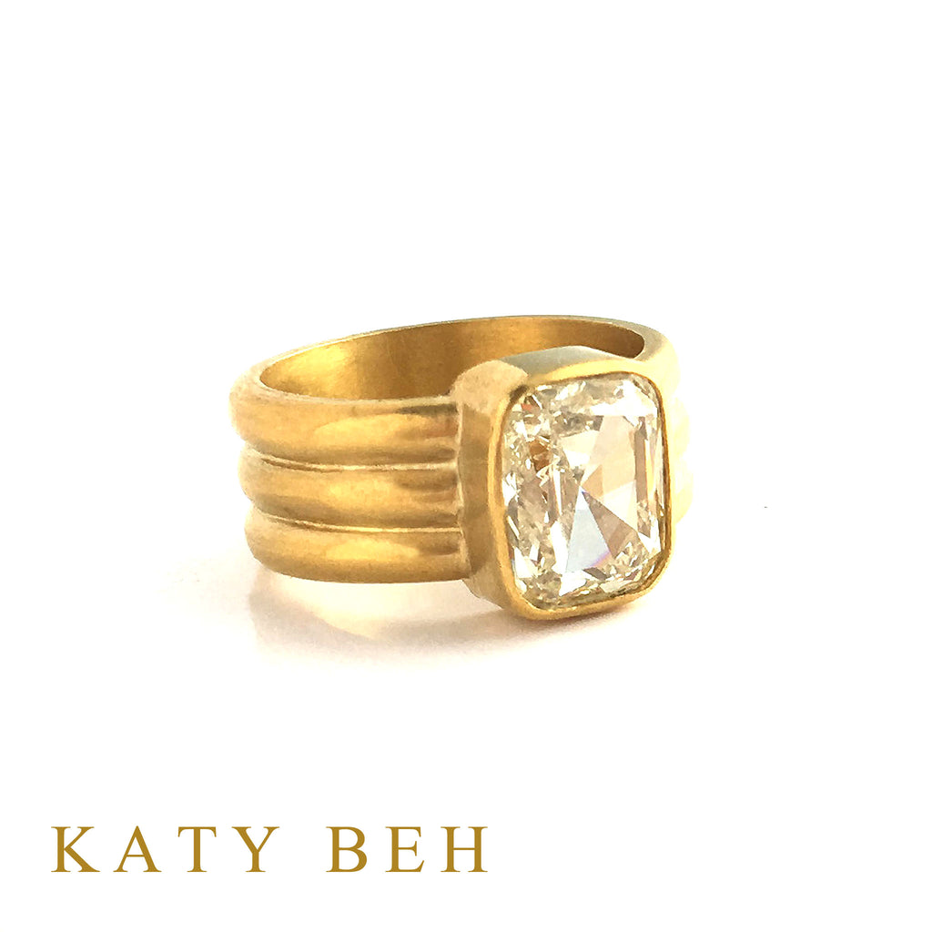 4ct Cushion Cut 22k Gold Diamond Engagement Ring Katy Beh New Orleans