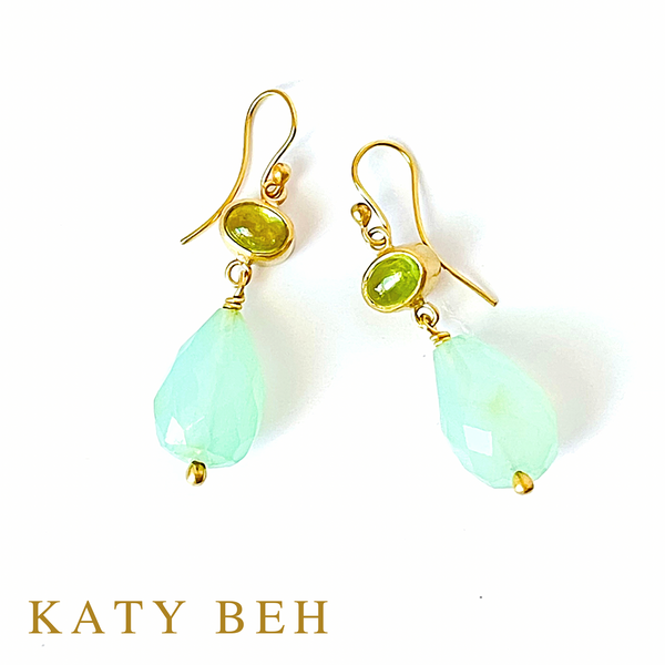 Alice Peridot and Peruvian Chalcedony Earrings