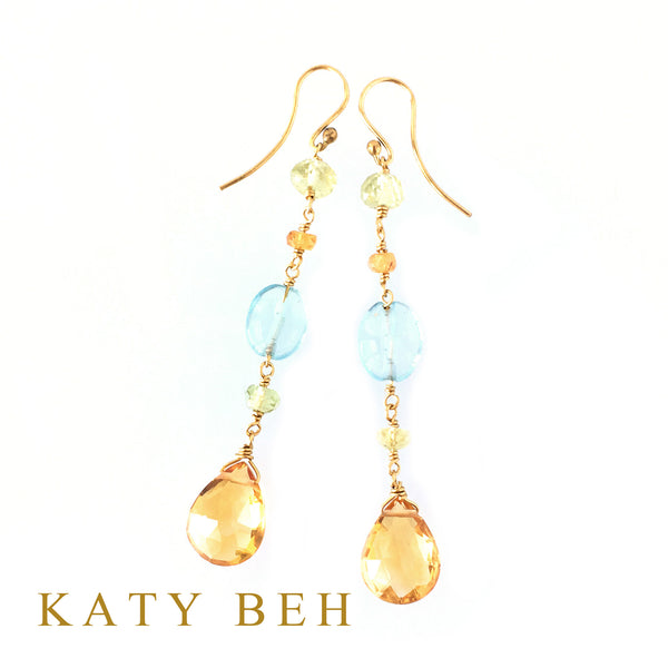 Fa Citrine & Aquamarine Mix Earrings