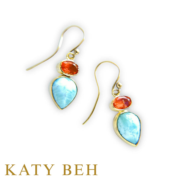 Voilaine Ethiopian Opal and Larimar Earrings