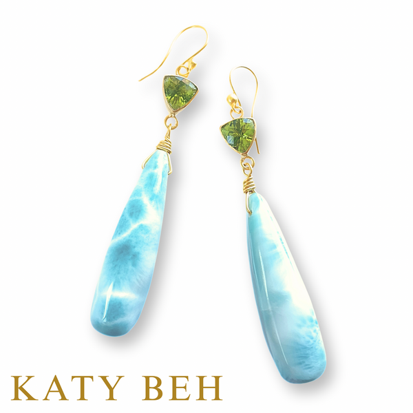 Blythe Peridot and Larimar Earrings