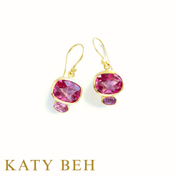 Lula Pink Topaz and Pink Sapphire Earrings