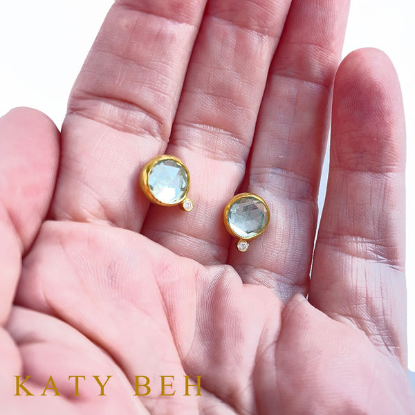 Beatrice Blue Topaz and Diamond Stud Earrings