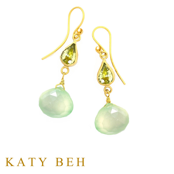Gladys Chrysoberyl and Prehnite Earrings