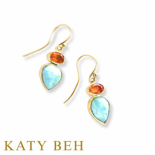 Voilaine Ethiopian Opal and Larimar Earrings