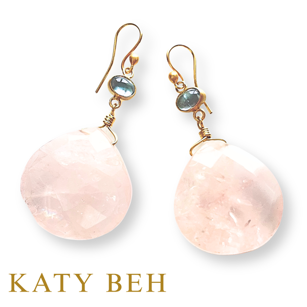 Sammie Swiss Blue Topaz and Rose Quartz Earrings