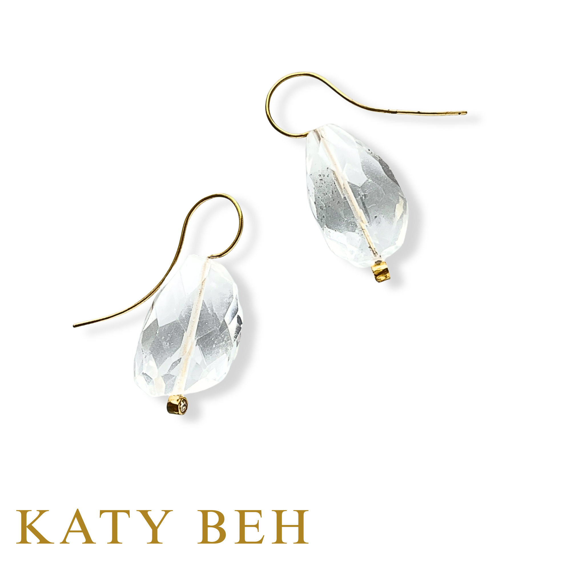 Casey Clear Crystal Quartz & Diamond Earrings