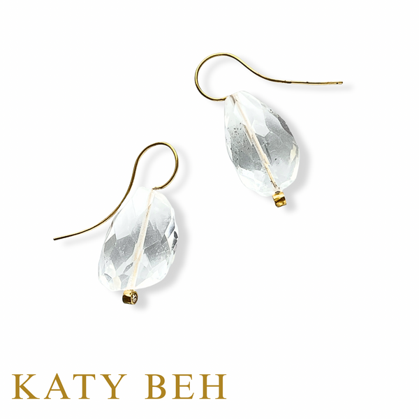 Casey Clear Crystal Quartz & Diamond Earrings
