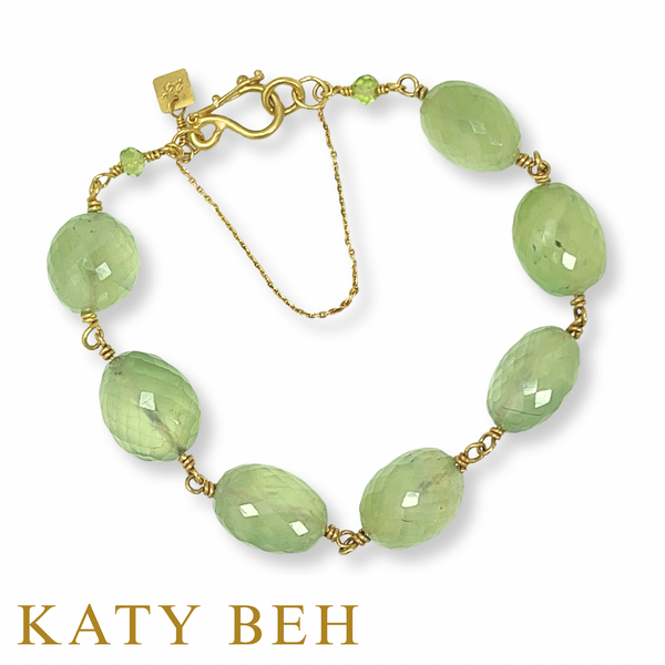 Marigold Prehnite and Peridot Bracelet