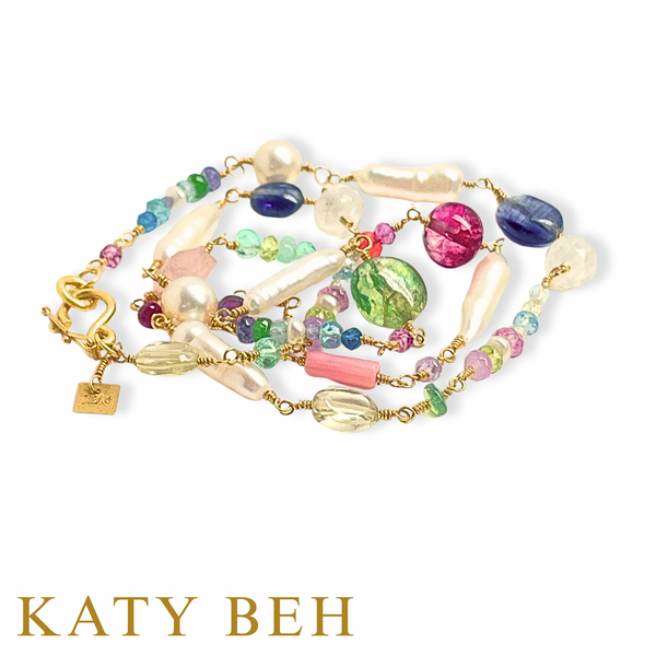 Cordelia Fancy Gemstone and Biwa Pearl Necklace