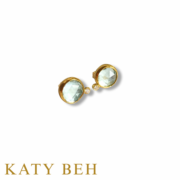 Beatrice Blue Topaz and Diamond Stud Earrings