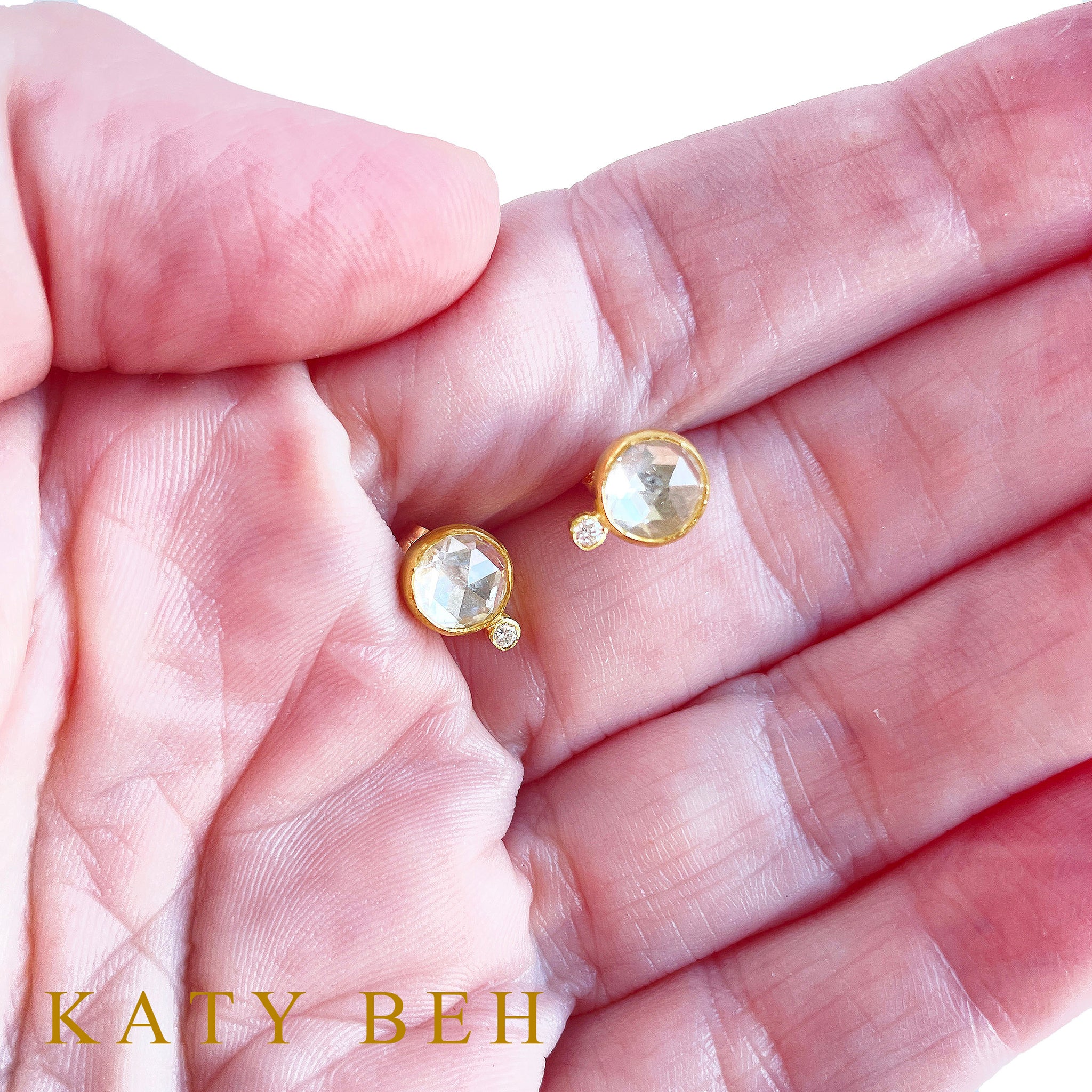 Janelle White Topaz and Diamond Stud Earrings