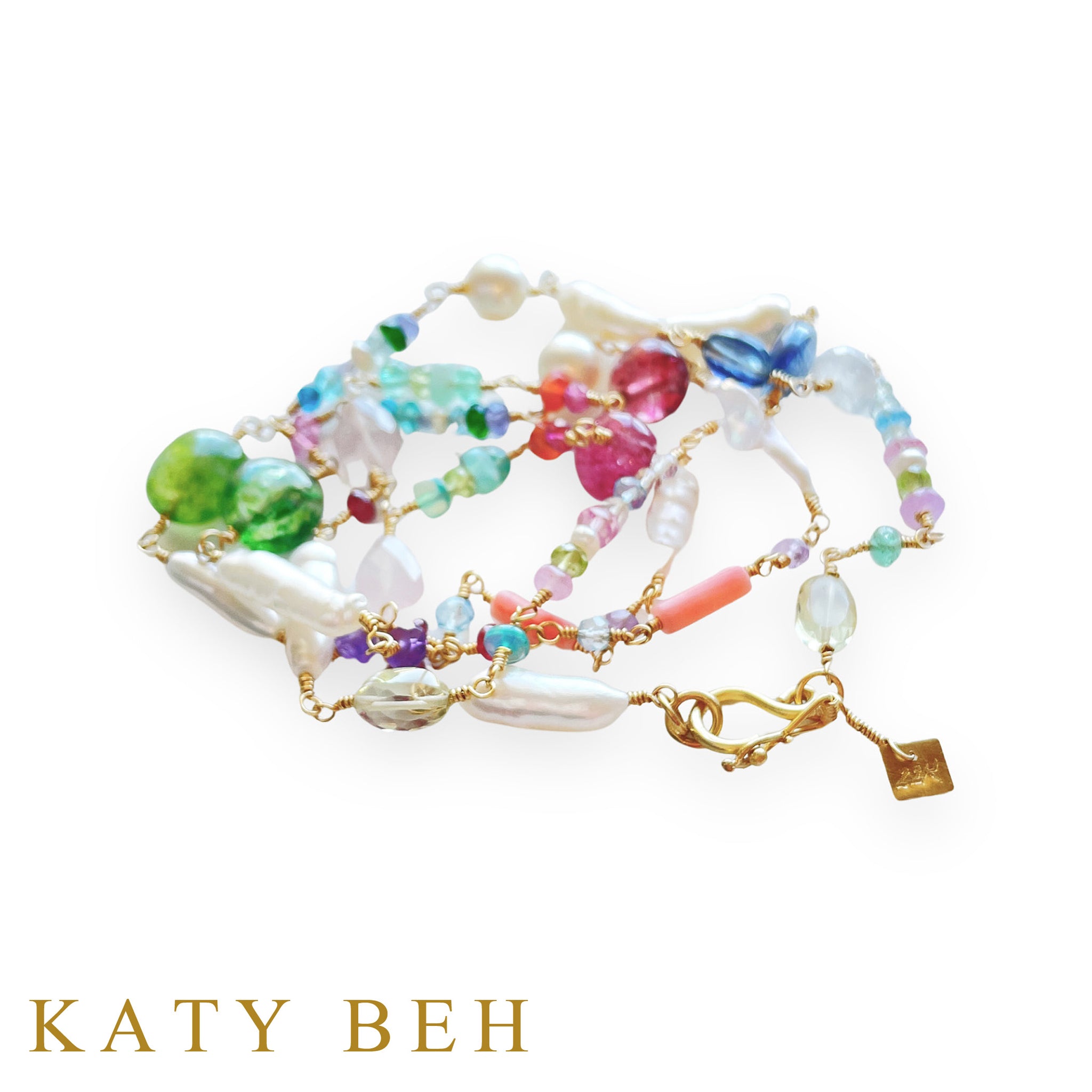 Karin Fancy Gemstone and Biwa Pearl Necklace