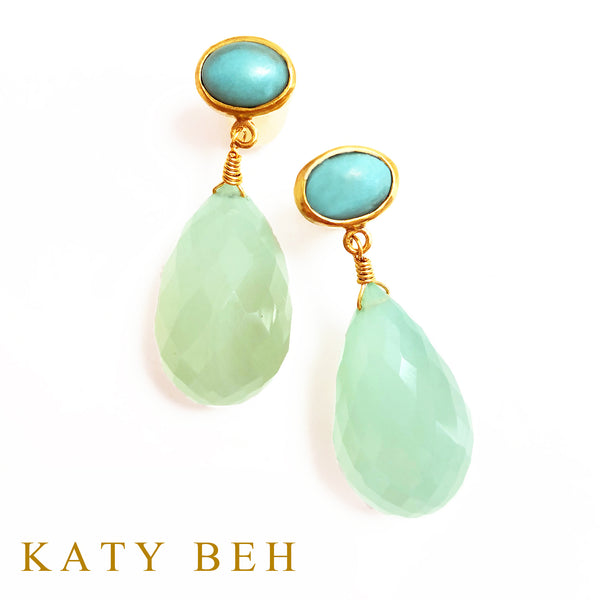 Maeve Turquoise and Peruvian Chalcedony Earrings