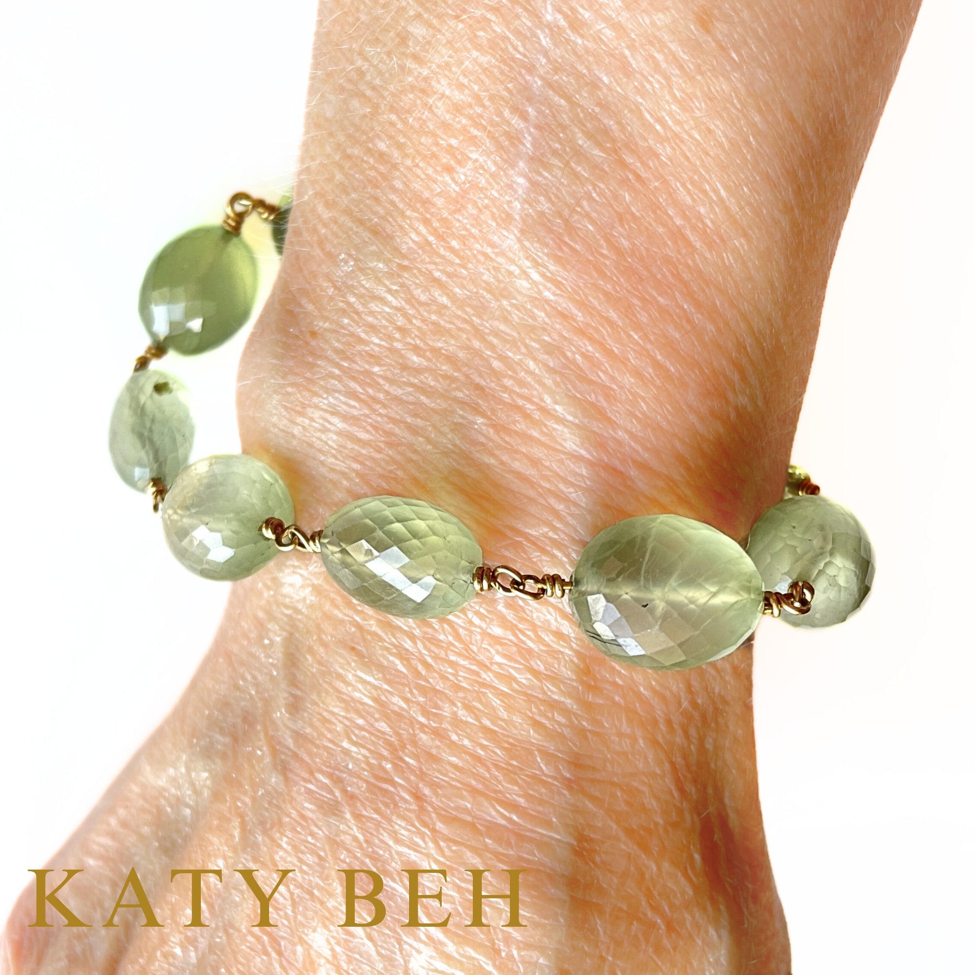 Marigold Prehnite and Peridot Bracelet