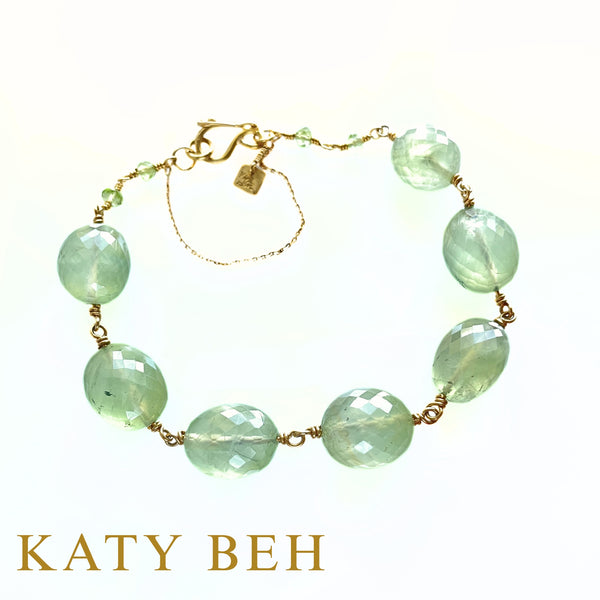 Marigold Prehnite and Peridot Bracelet