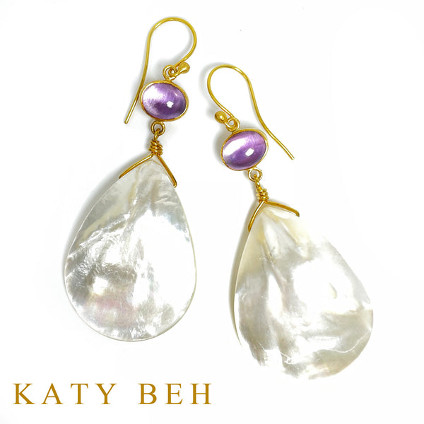 Mila Amethyst and Mother of Pearl Earrings