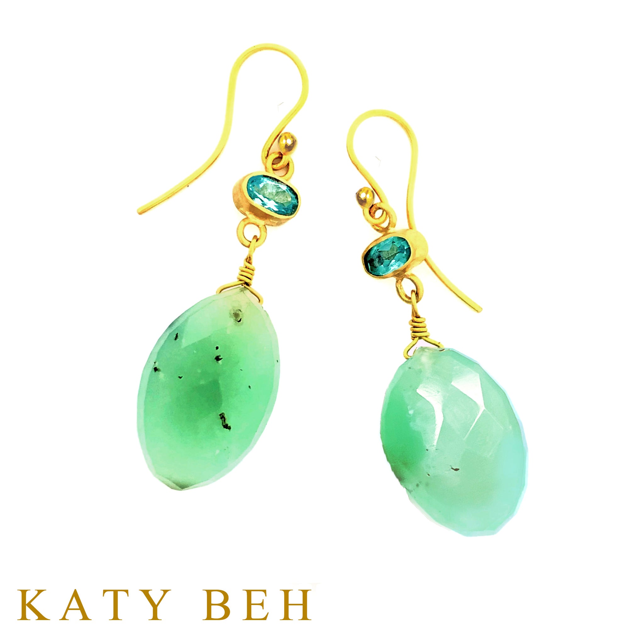 Ruth Apatite and Chrysoprase Earrings