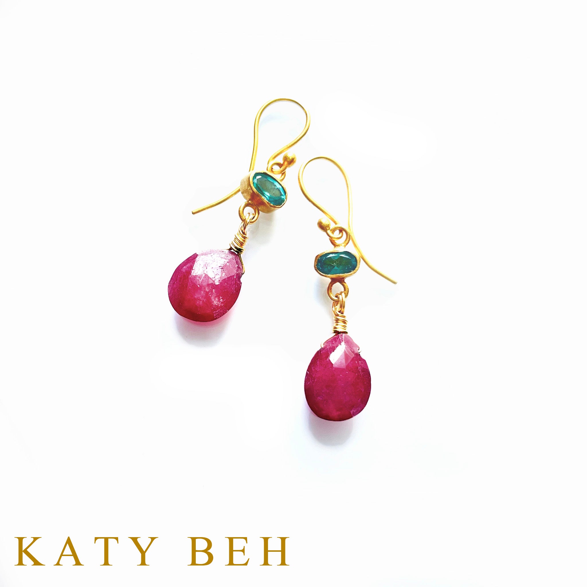 Vita Teal Apatite and Ruby Earrings