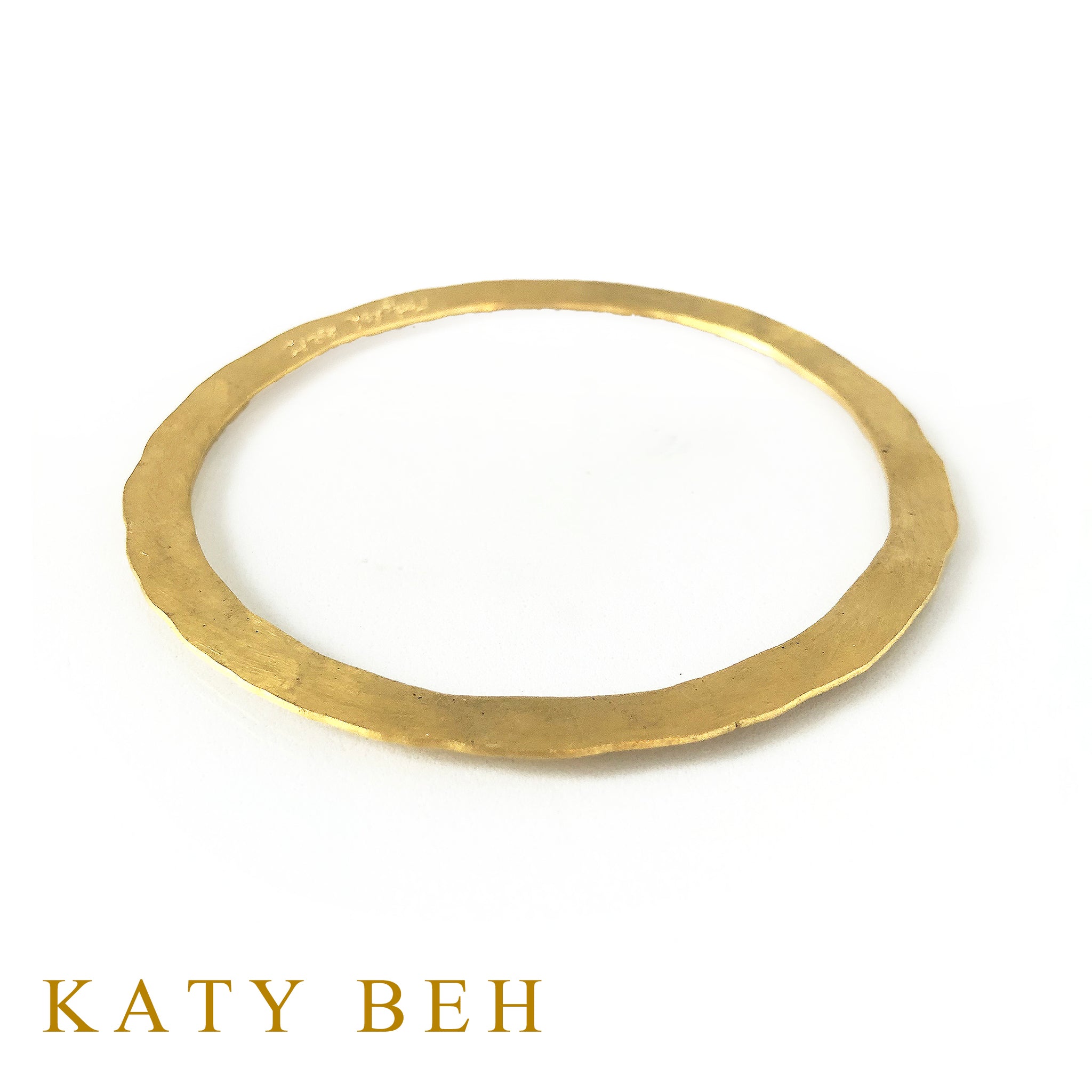 22k Gold Flat Hammered Bangle Bracelet
