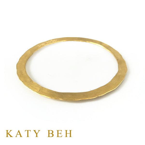 22k Gold Flat Hammered Bangle Bracelet