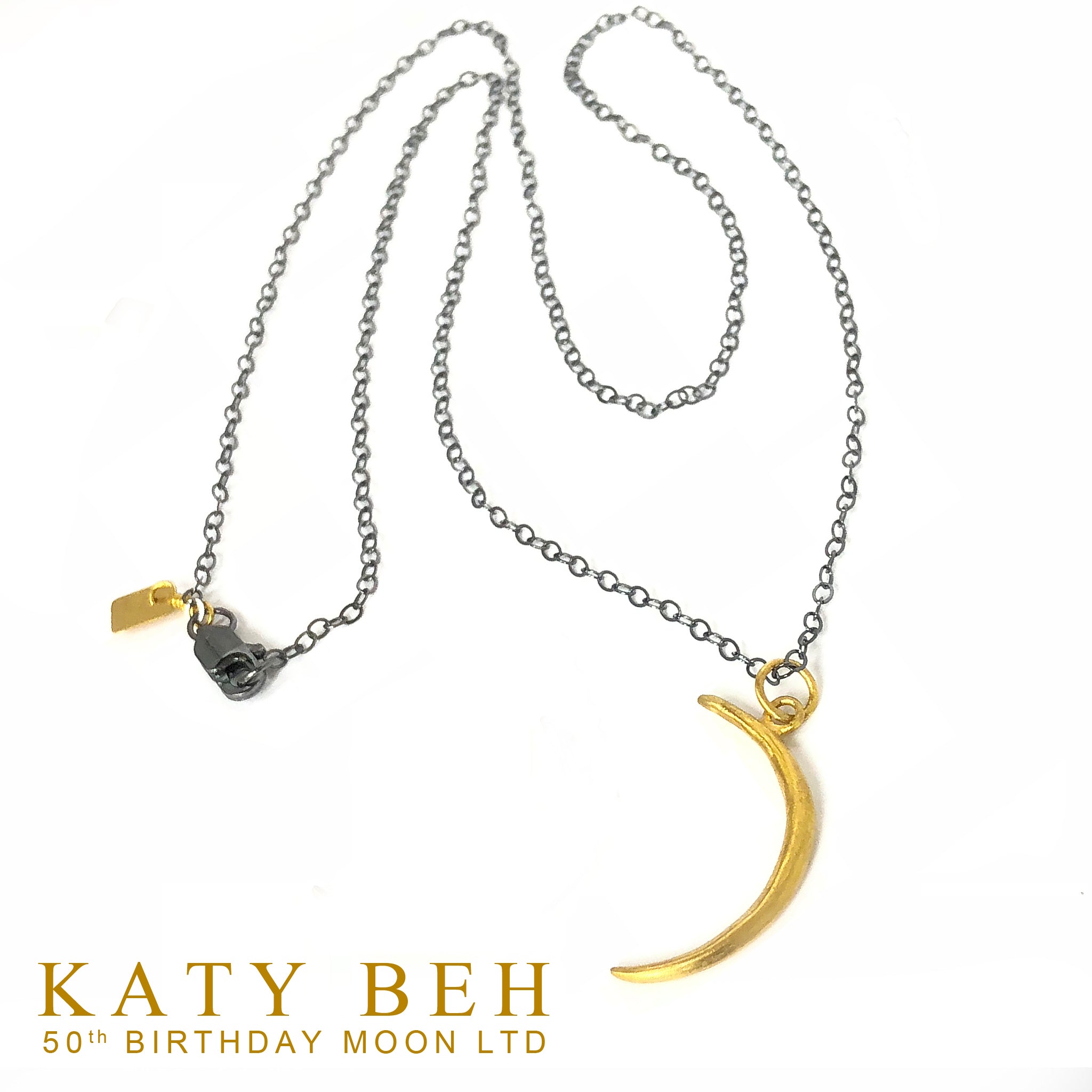 22k Crescent Moon on Blackened Silver | Katy's 50th Birthday | Limited Edition