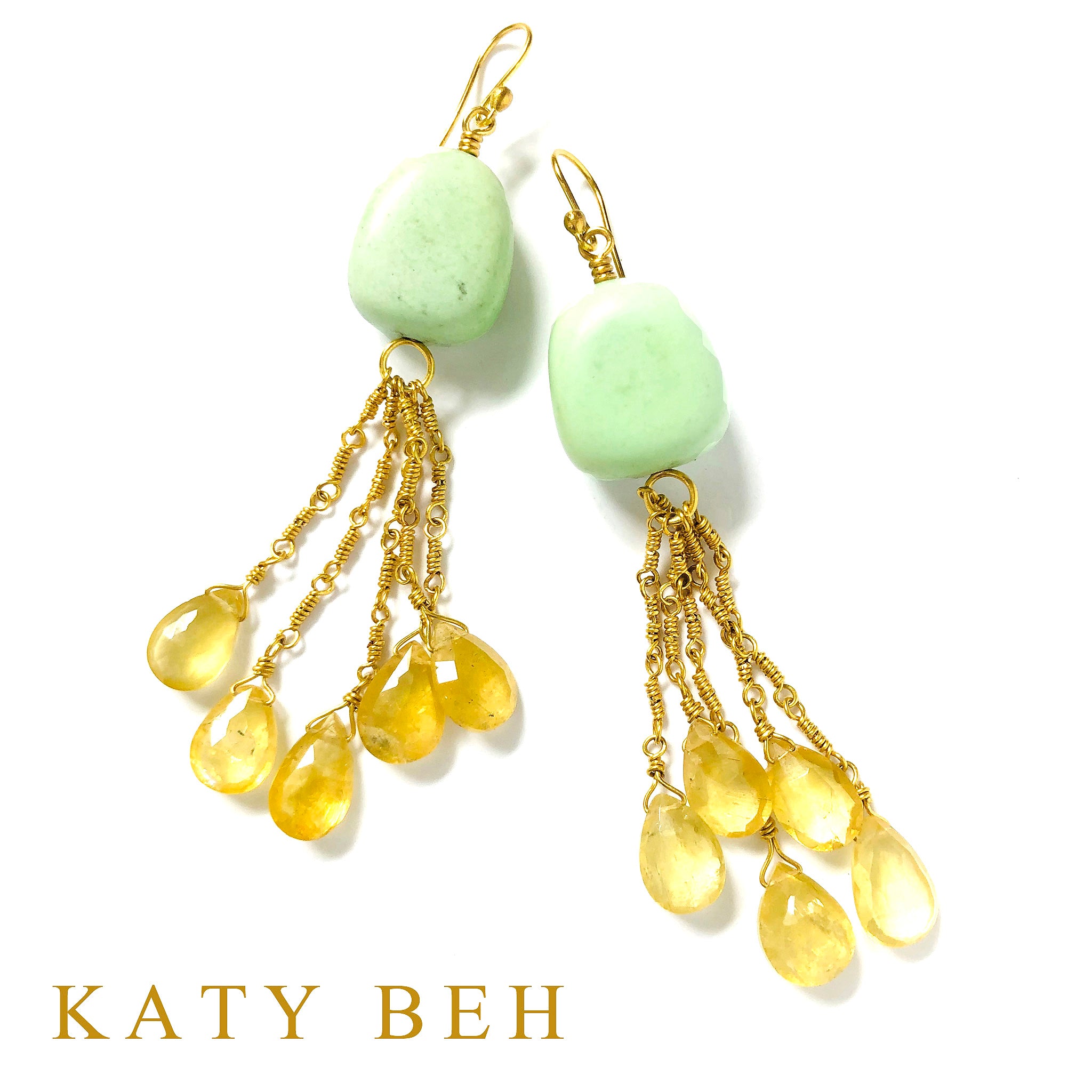 Apollonia Gaspeite and Yellow Aquamarine Earrings