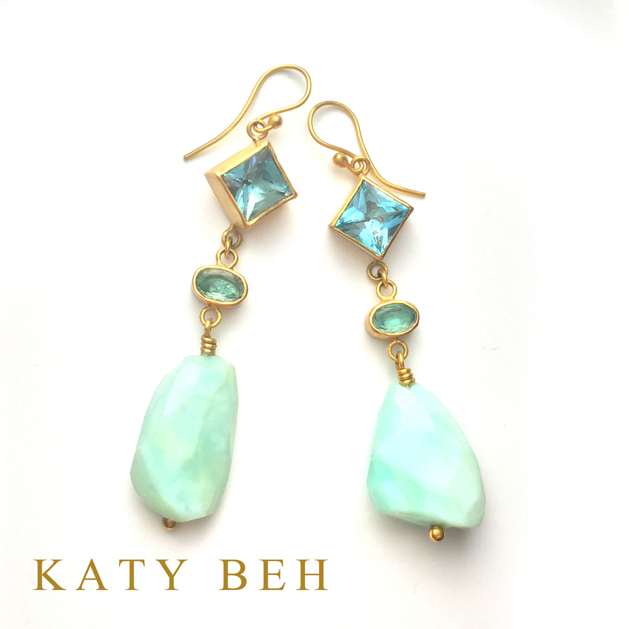 Arianne Blue Topaz, Apatite & Peruvian Opal Earrings