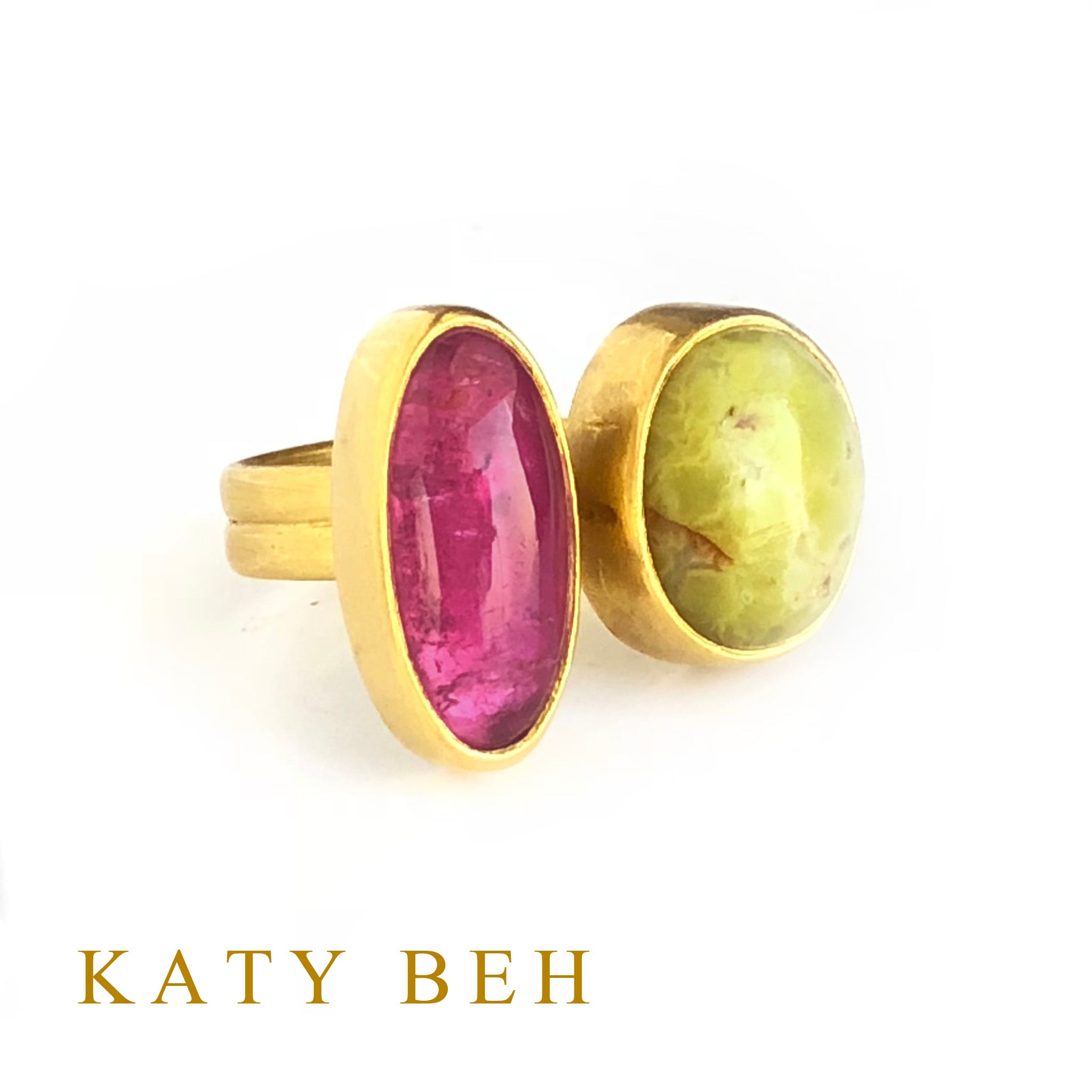 Becca Rubellite and Green Opal Ring