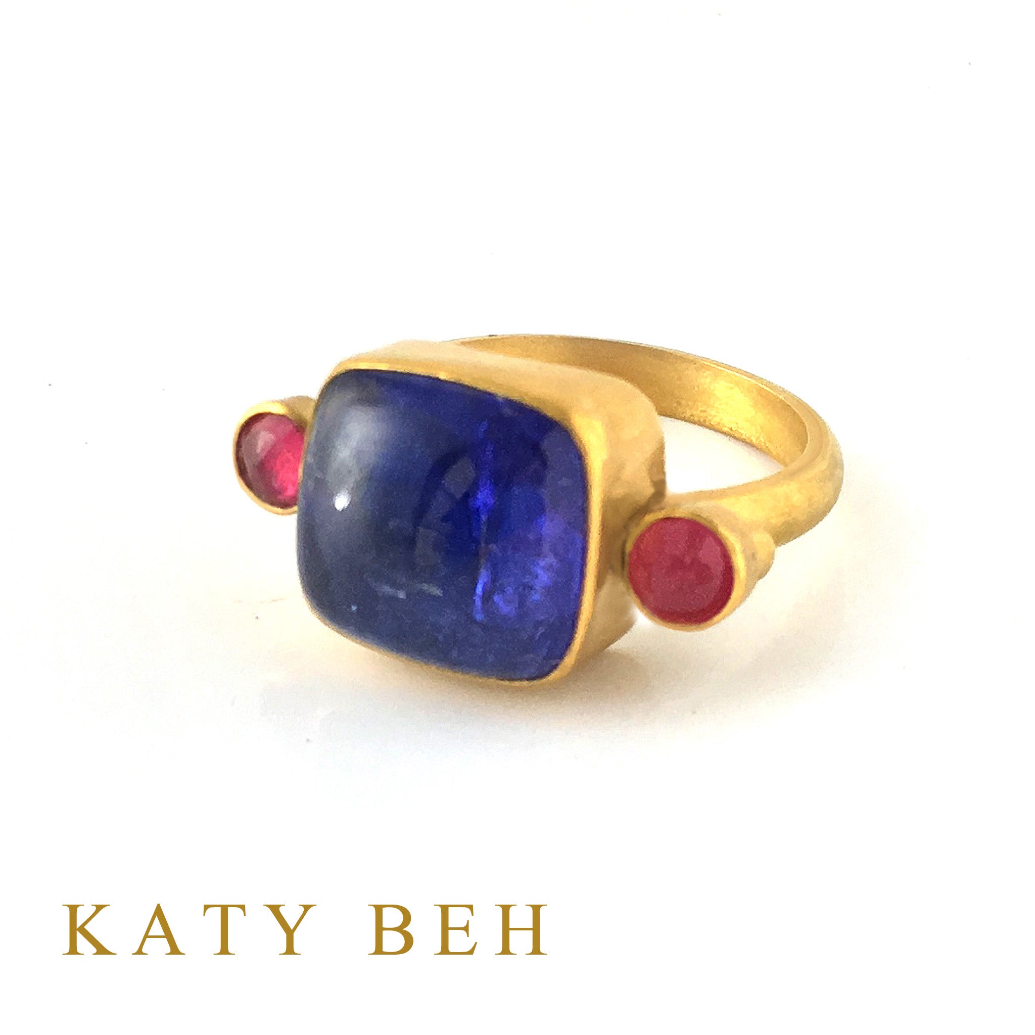 Ruby and tanzanite top ring