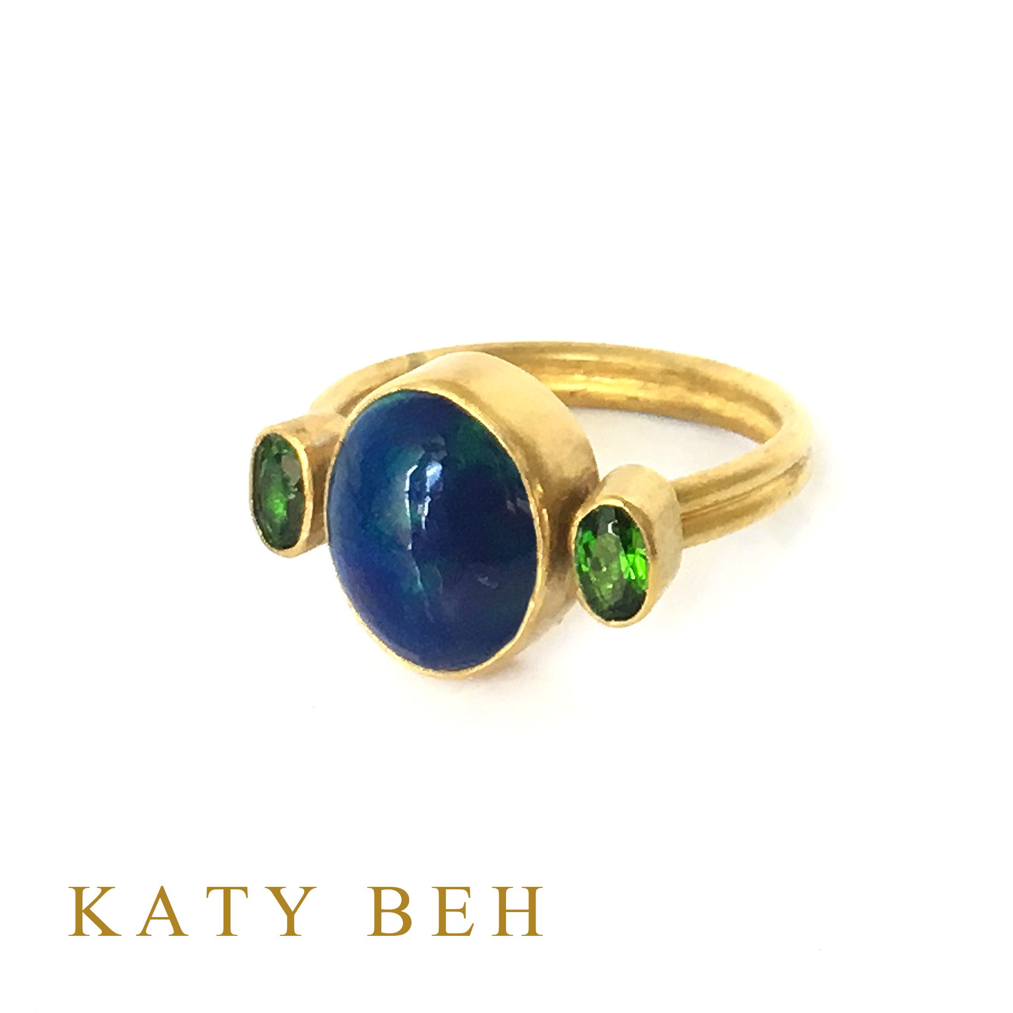 Danielle Blue Opal and Chrome Diopside Ring