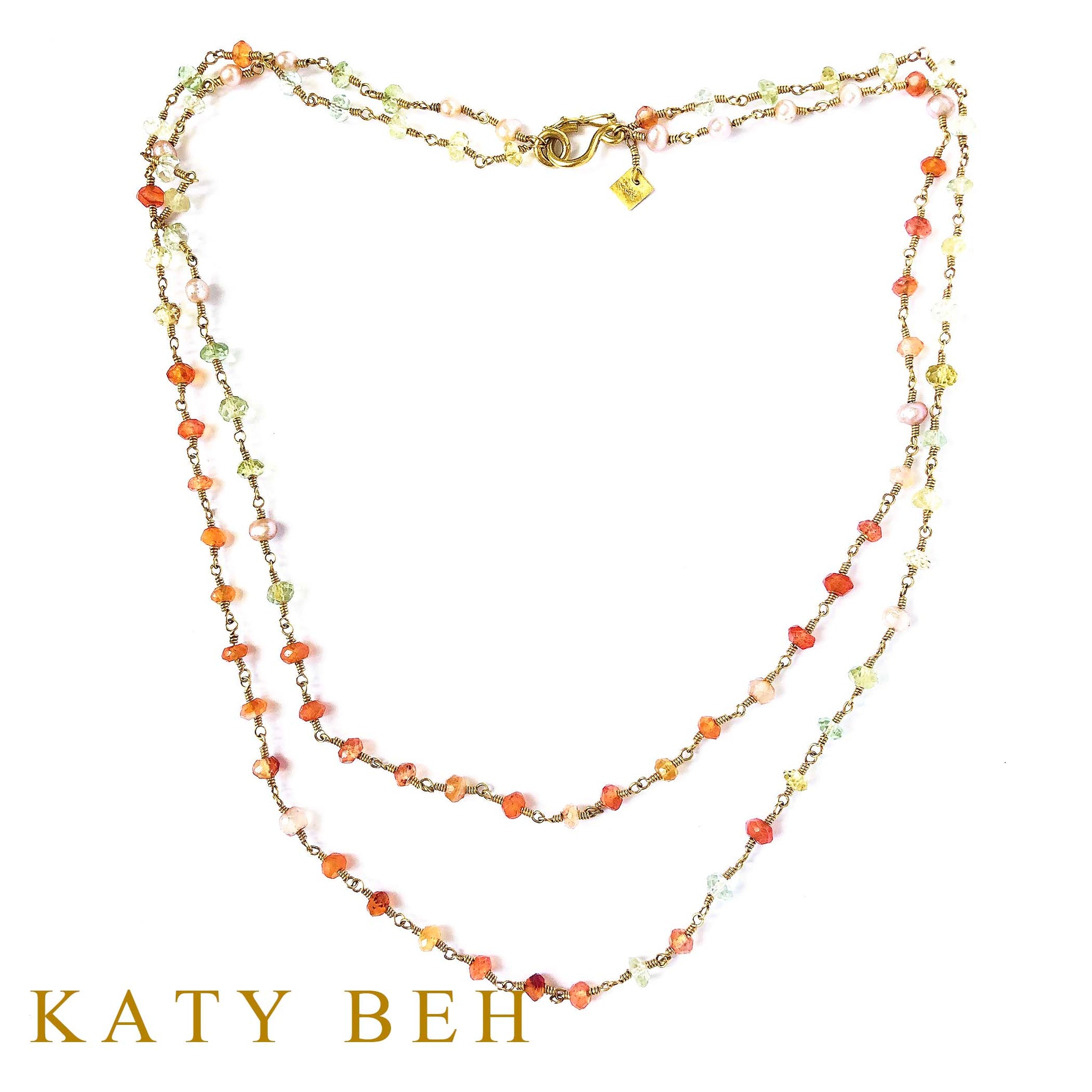 Erykah Carnelian, Beryl and Pearl Necklace