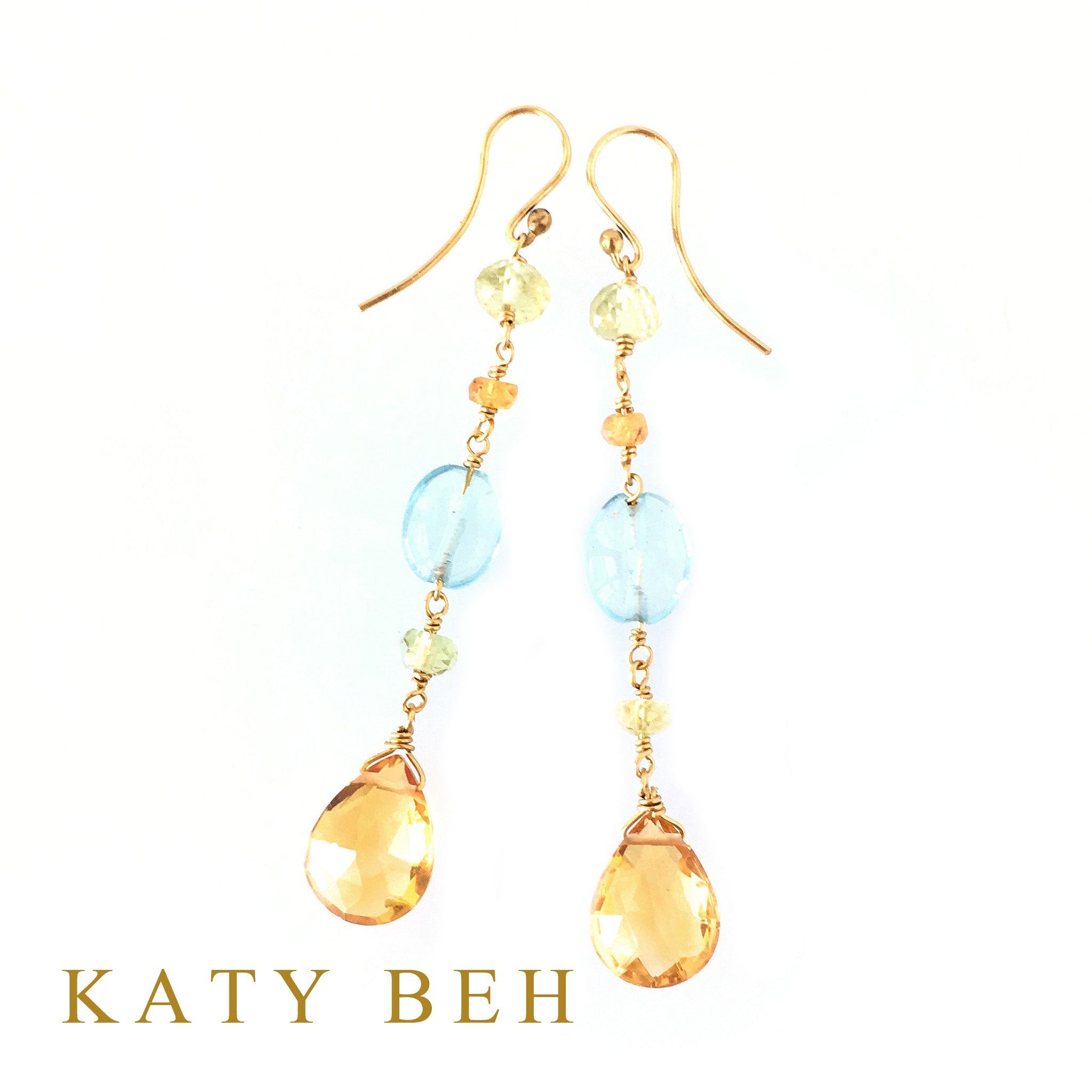 Fa Citrine & Aquamarine Mix Earrings