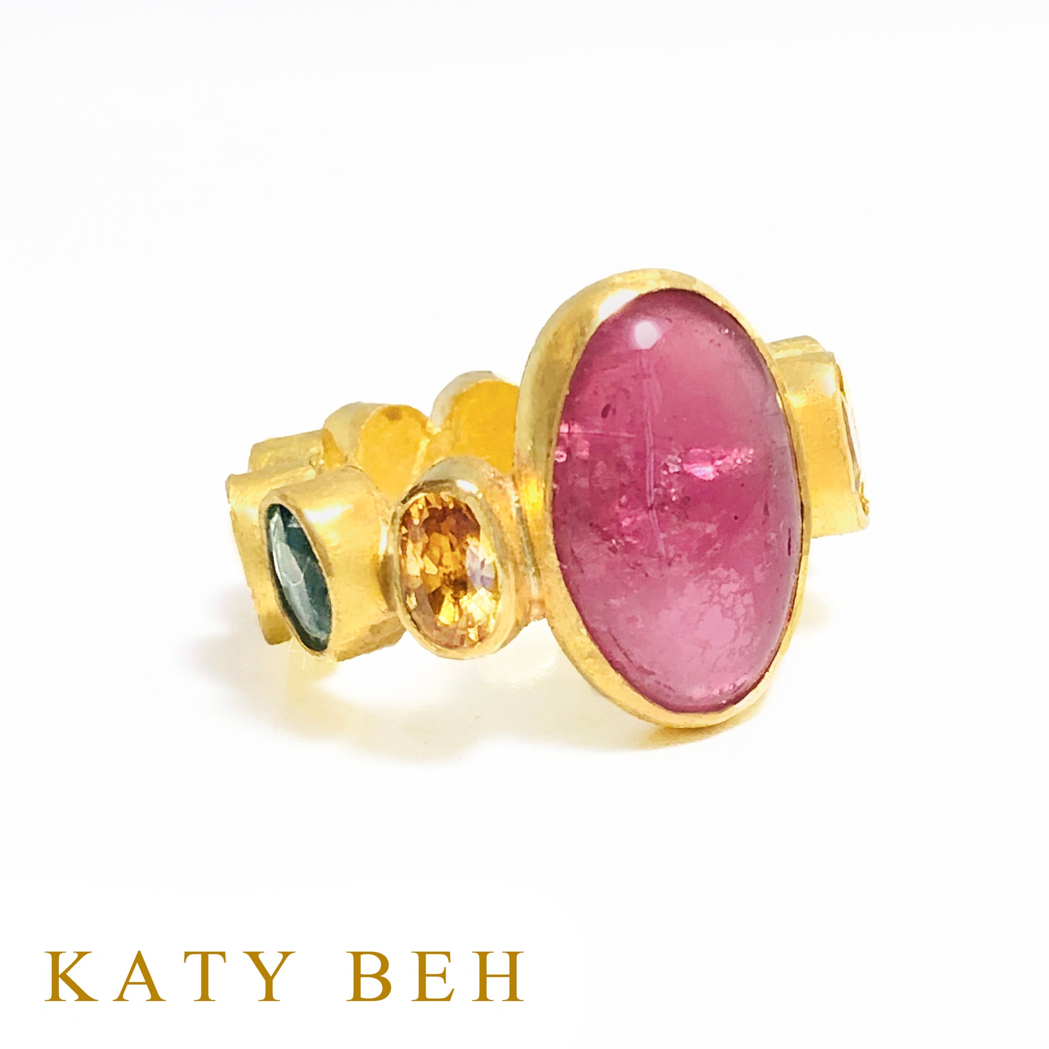 Heather Rubellite and Fancy Sapphire Ring