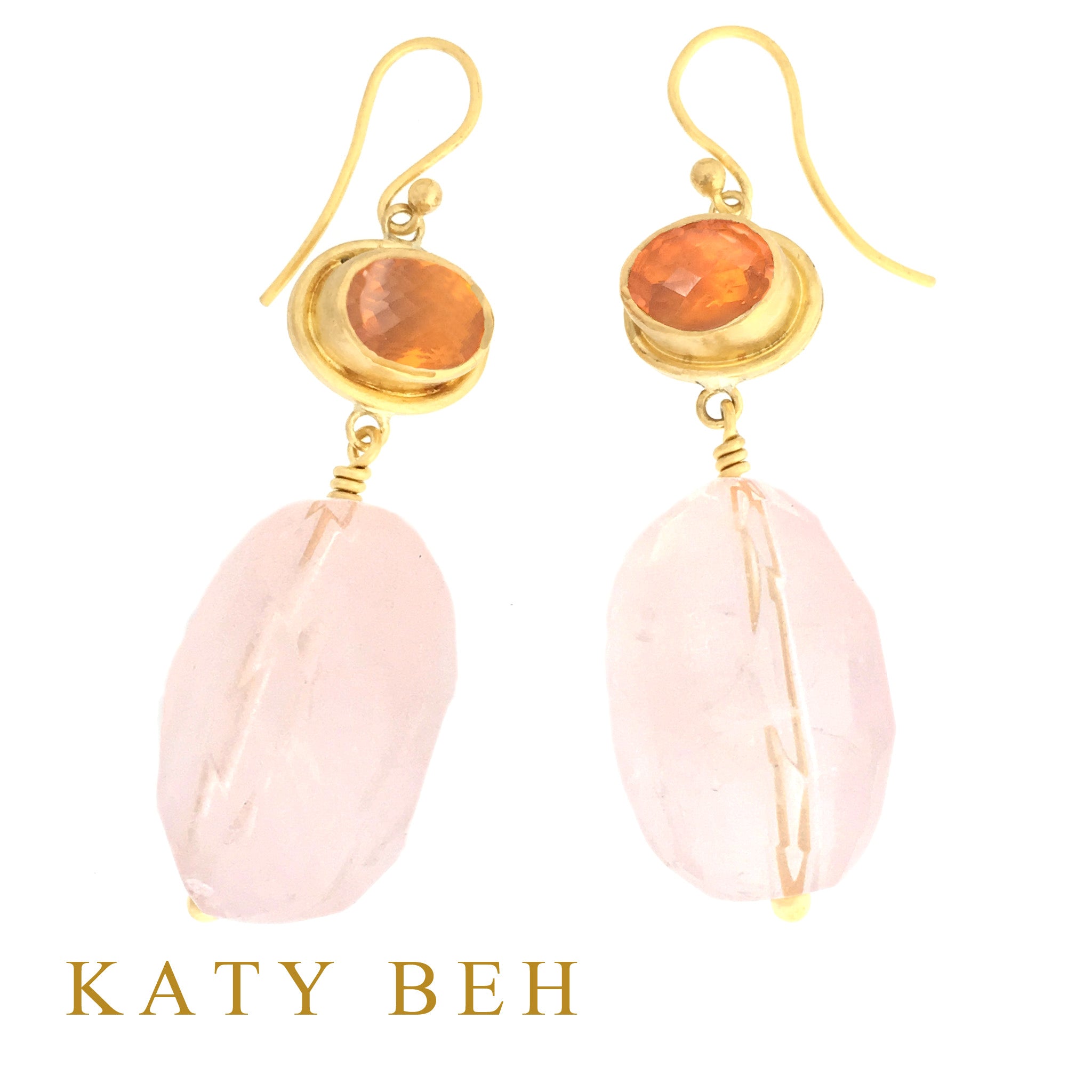 Lee Fire Opal & Rose Quartz Earrings