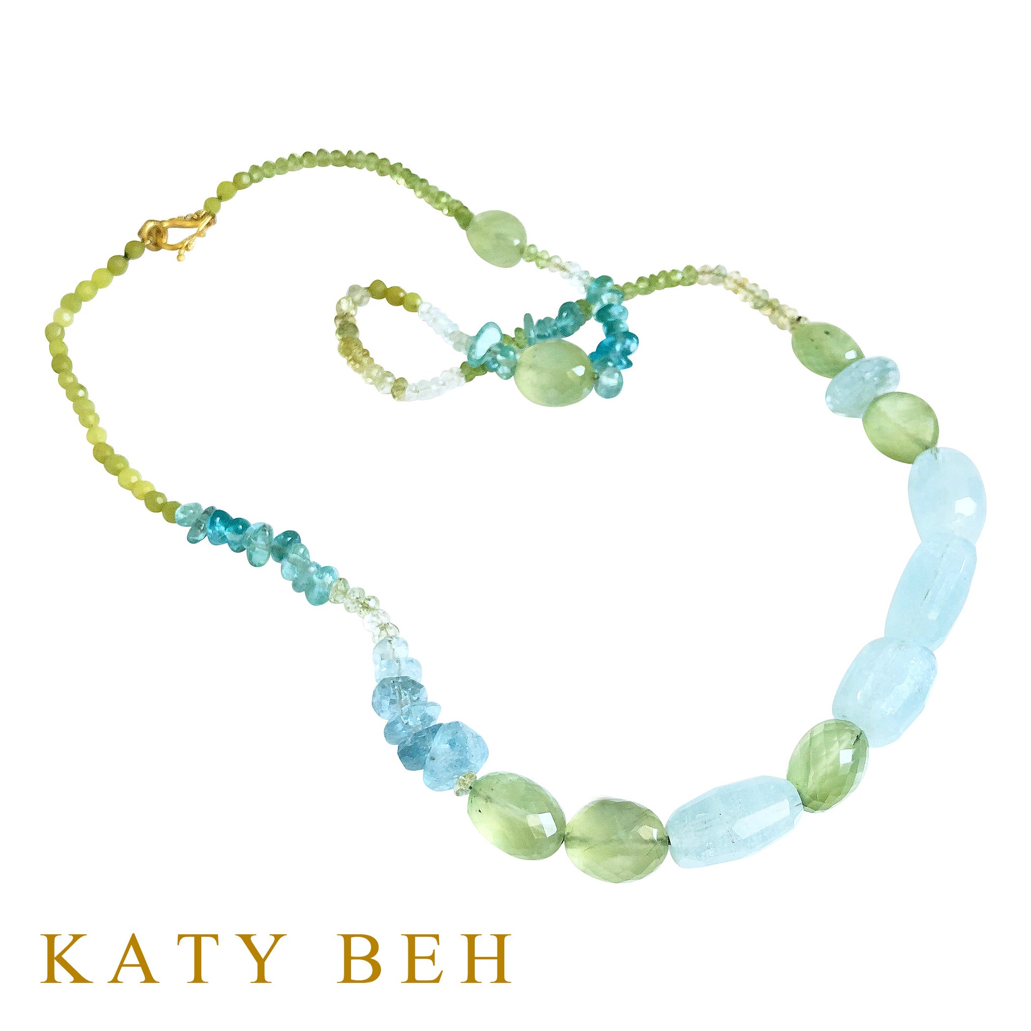 Judy Aquamarine, Prehnite, Apatite, Peridot Mix Necklace