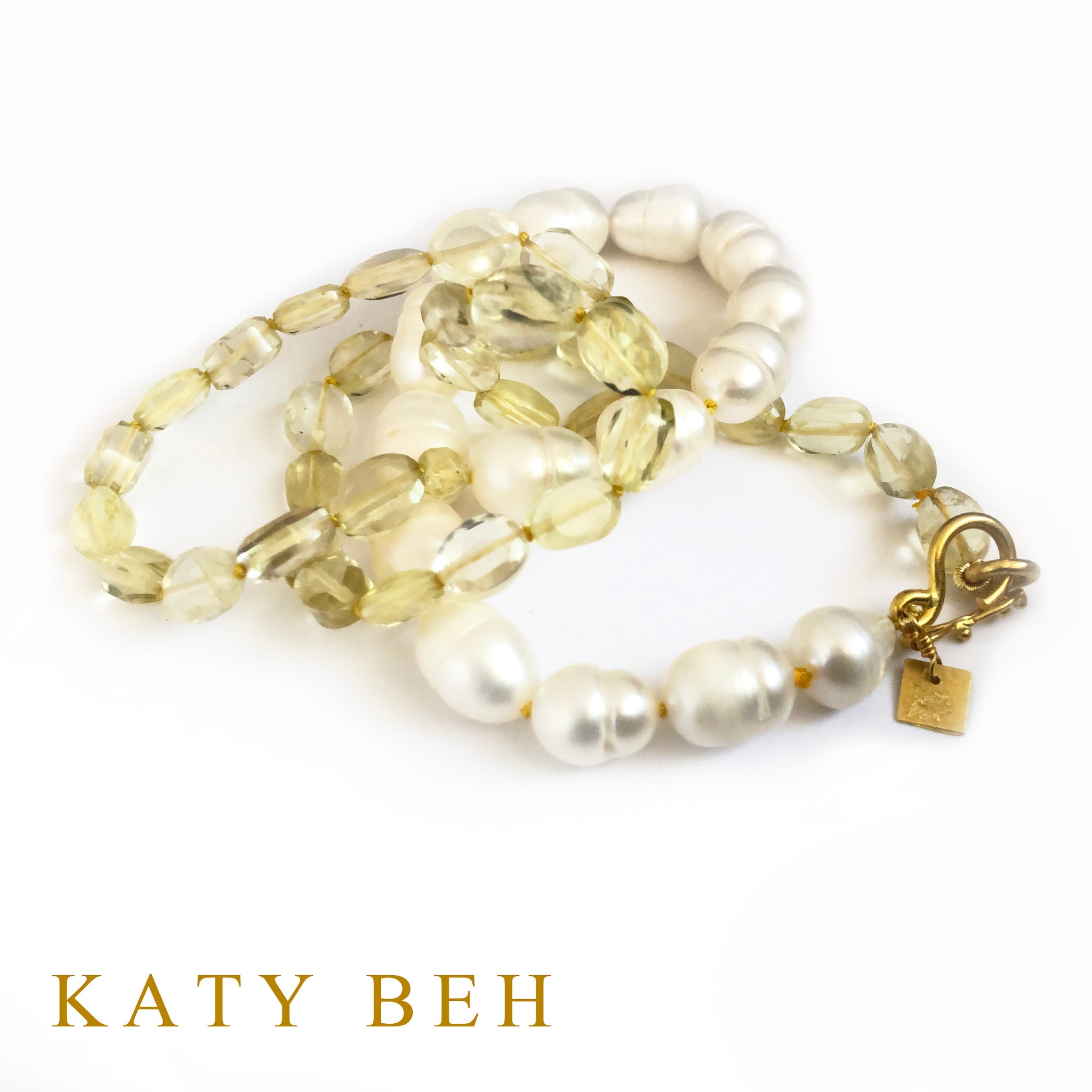 Kathy White Pearl and Lemon Quartz Necklace