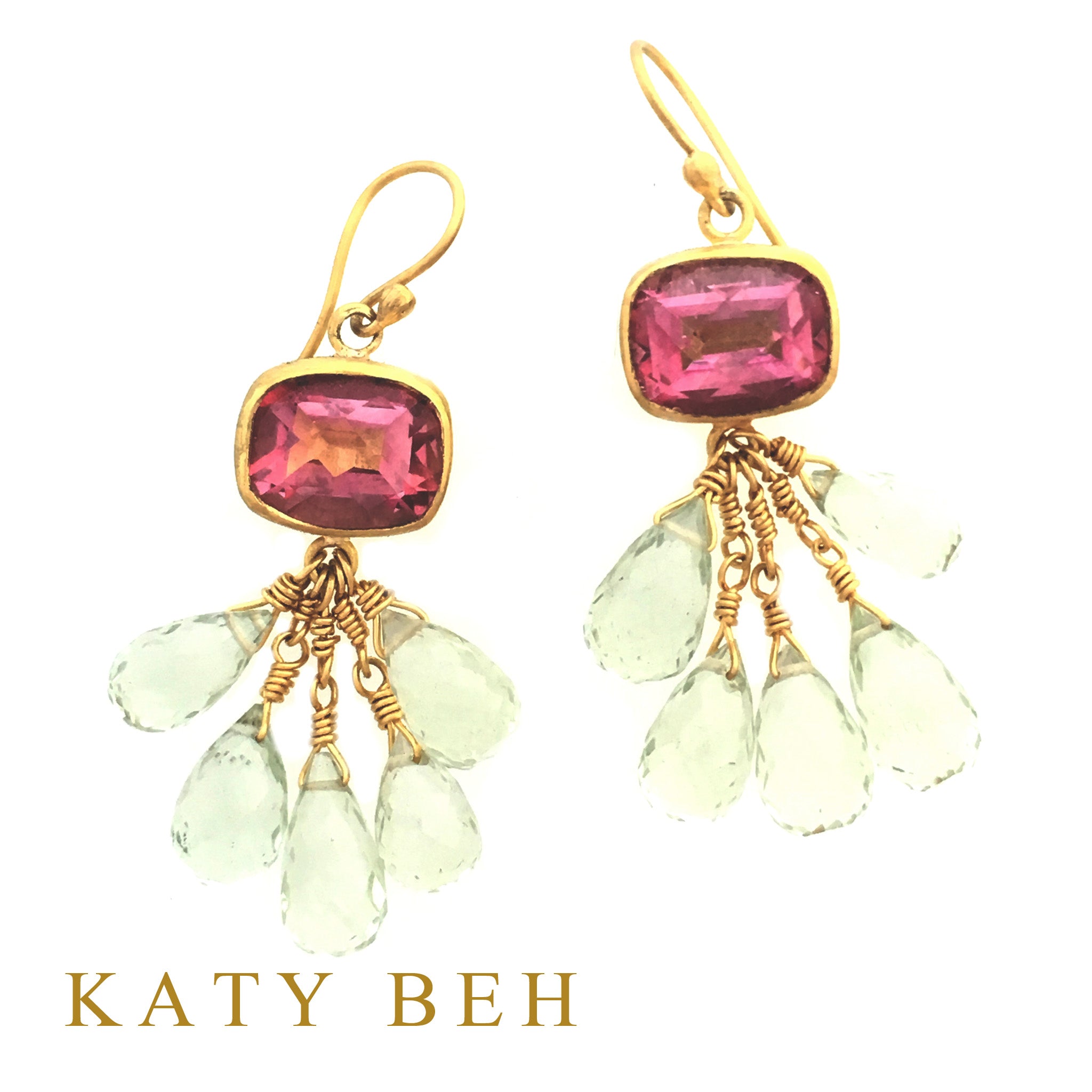 Dana Pink Topaz & Mint Amethyst Earrings