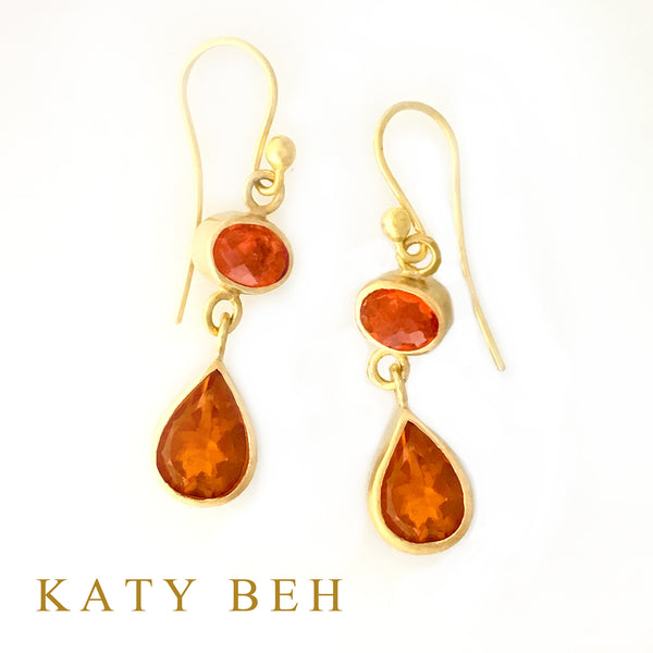 Jenna Orange Fire Opal Earrings