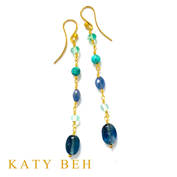 La Emerald and Tanzanite Mix Earrings