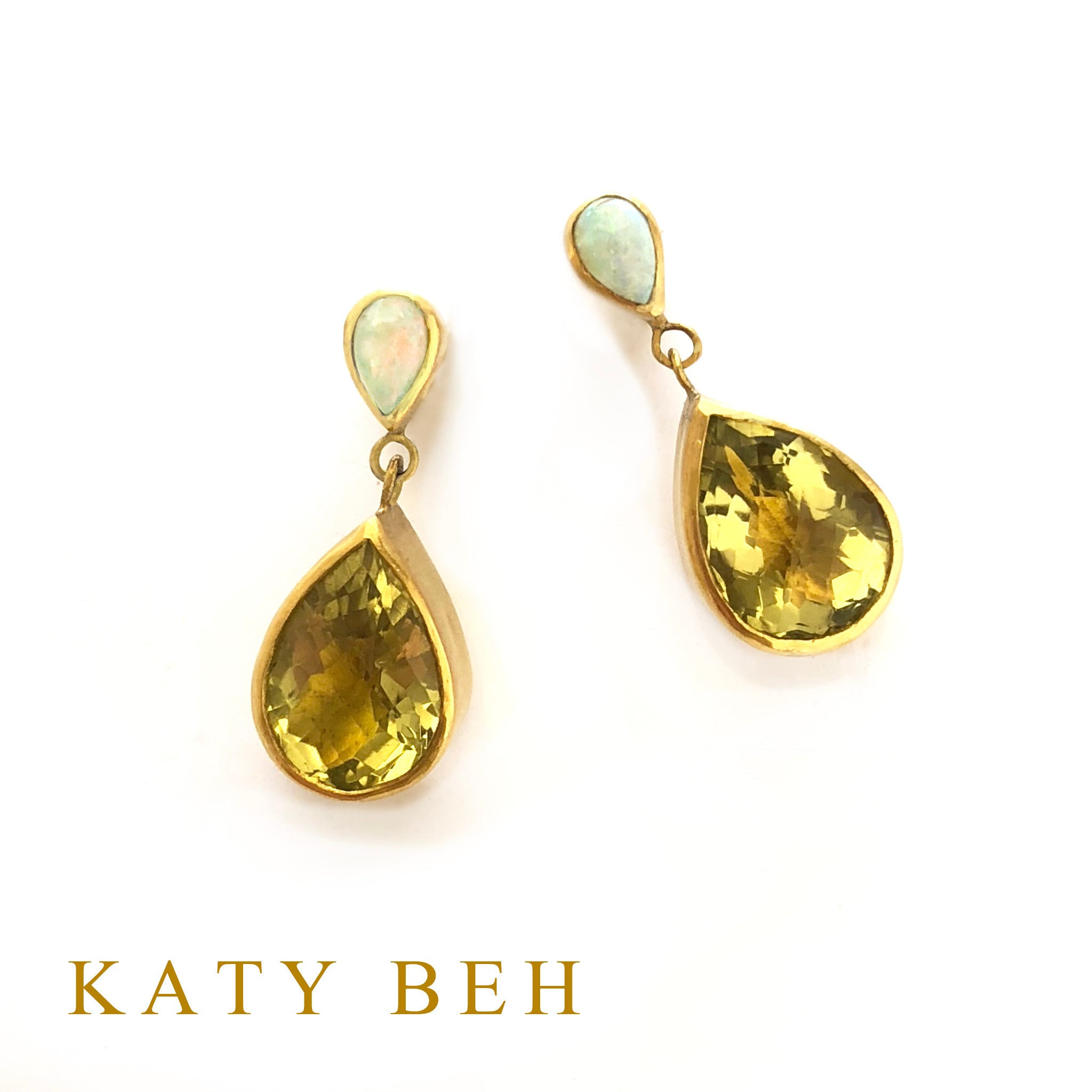 Leora Opal and Lemon Quartz Earrings