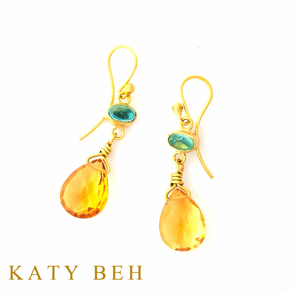 Margaret Apatite and Citrine Earrings