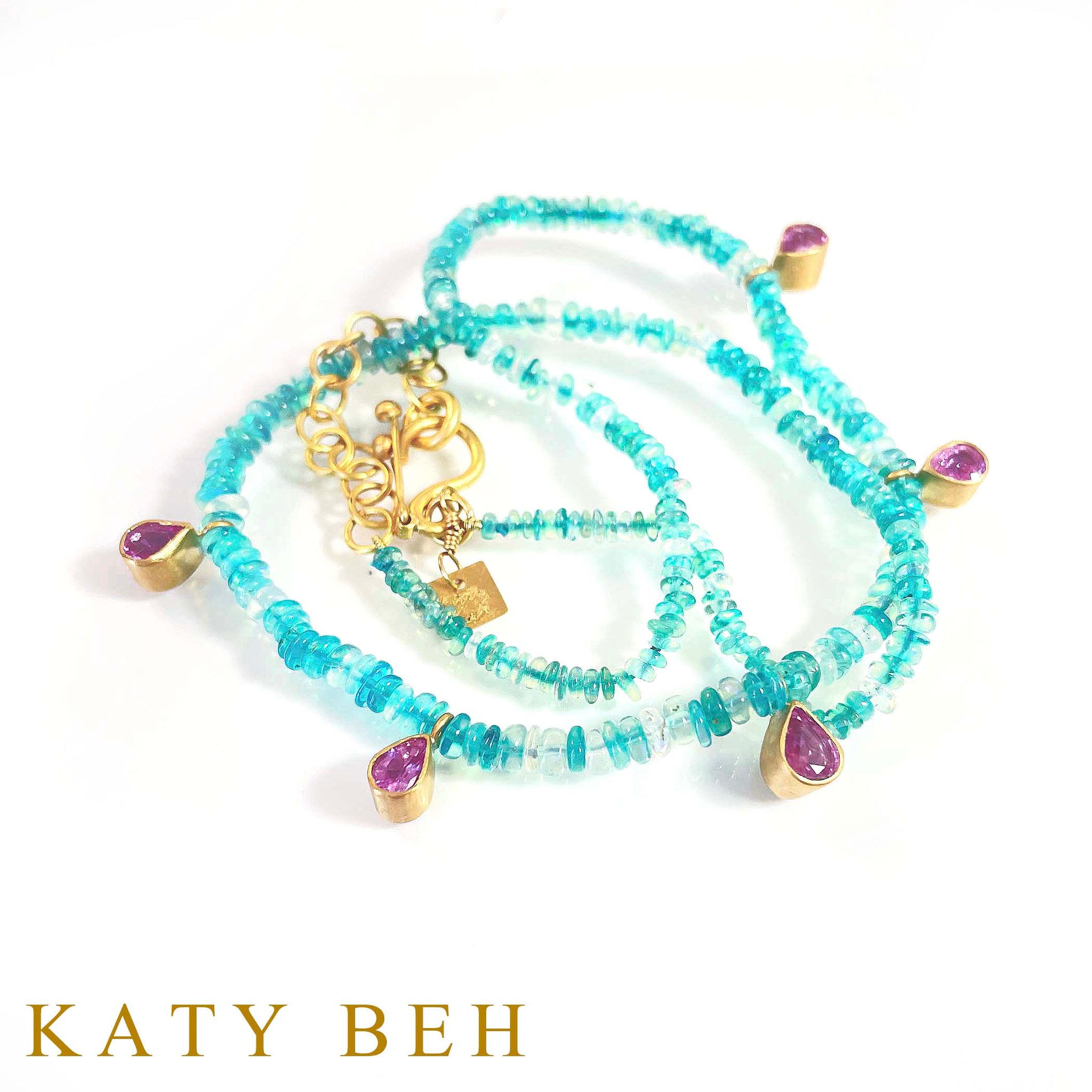 Melody Blue Opal and Pink Sapphire Necklace