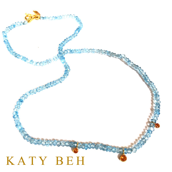 Millicent Blue Topaz and Orange Sapphire Necklace