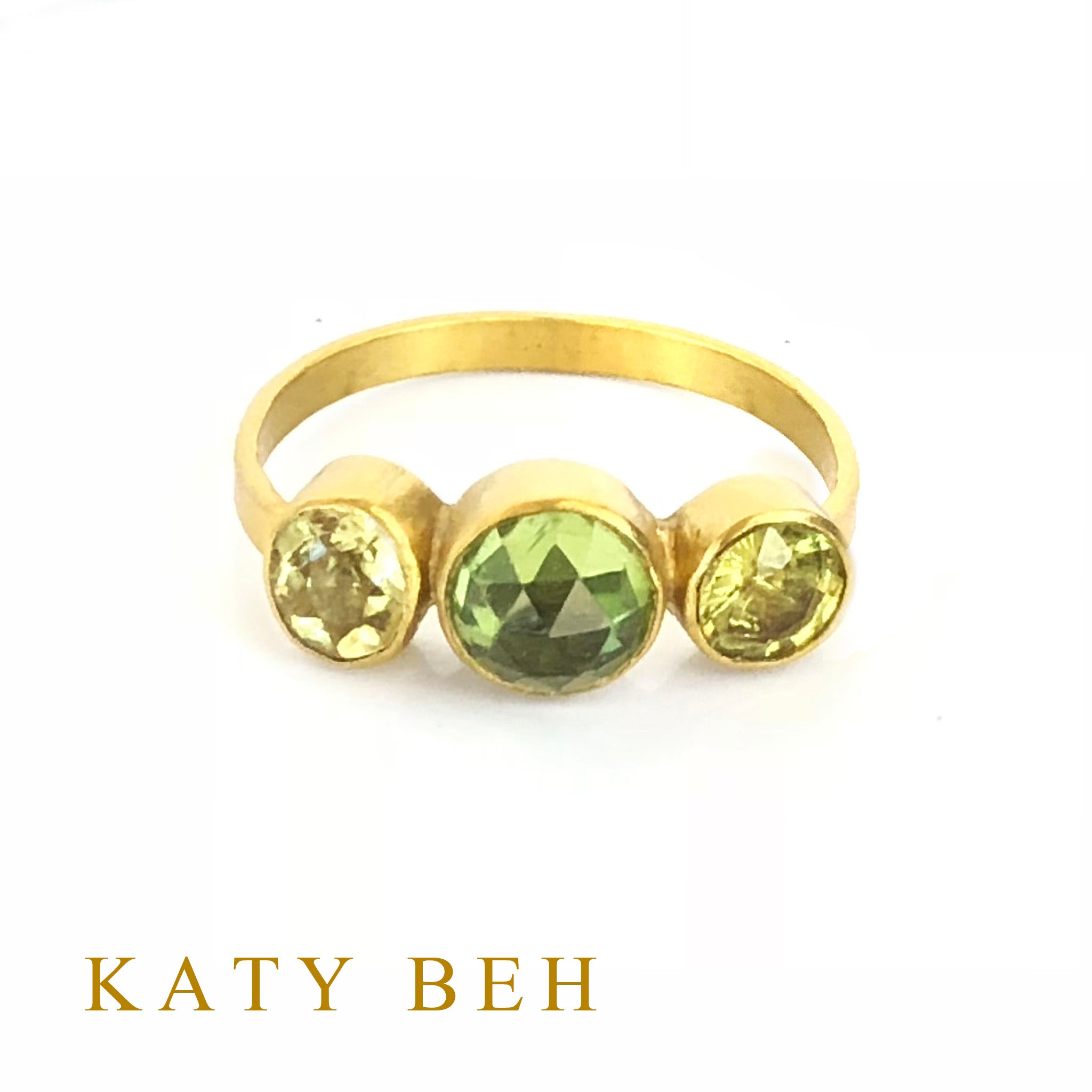 Piper Peridot, Yellow Beryl & Sapphire Ring
