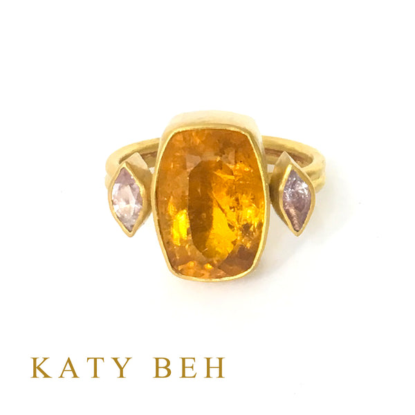 Sage Golden Aqua & Pink Sapphire Ring