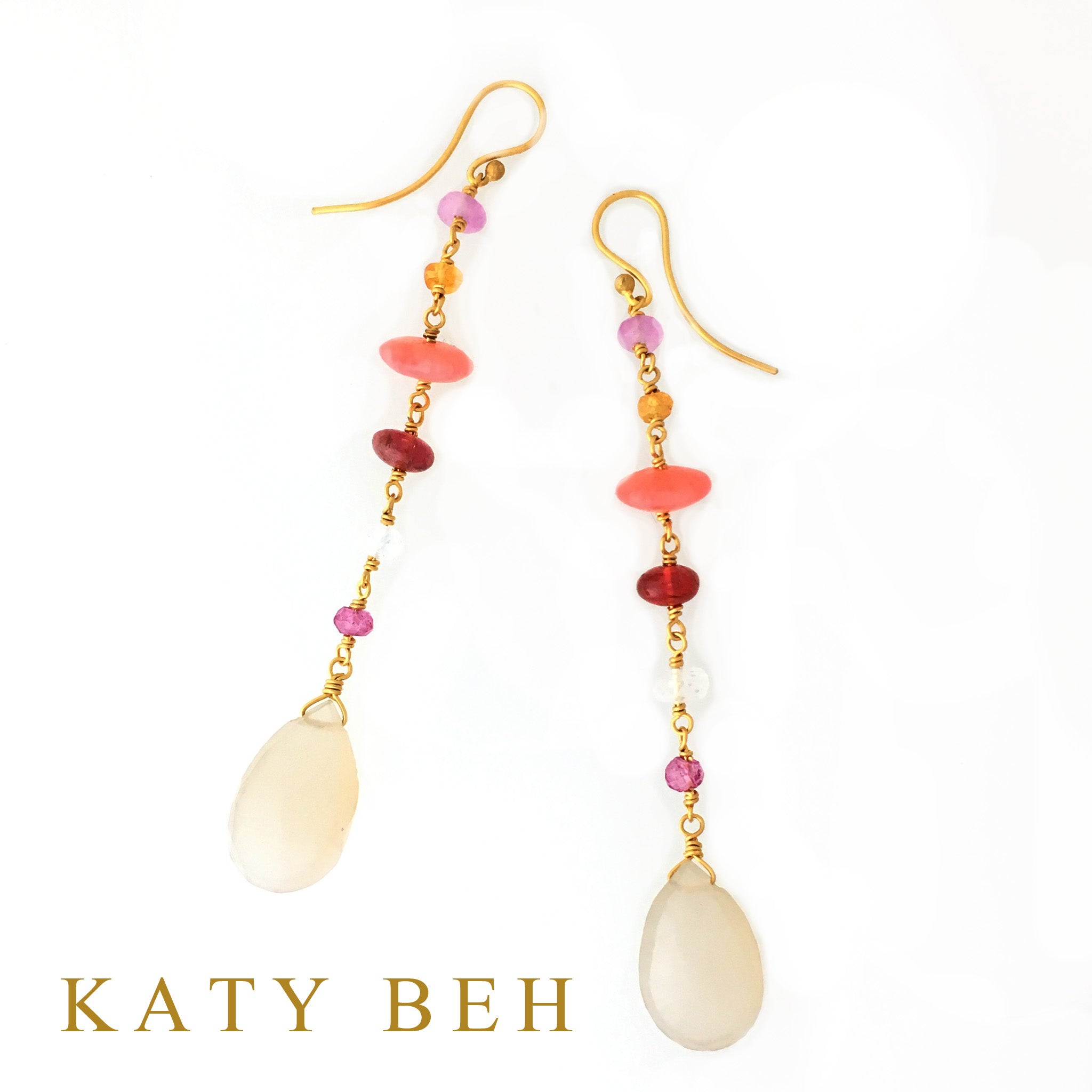 So Coral, Spinel & Moonstone Mix Earrings