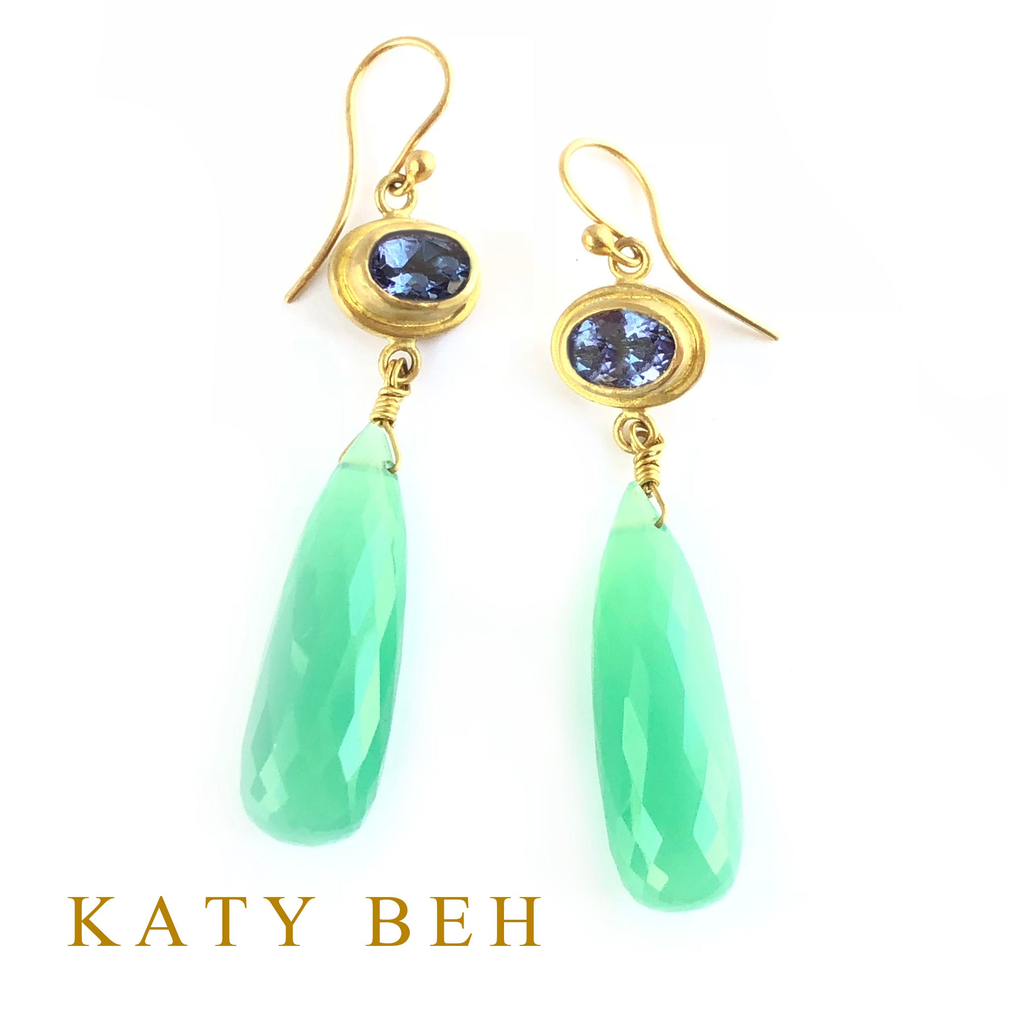 Susie Tanzanite  and Chrysoprase Earrings