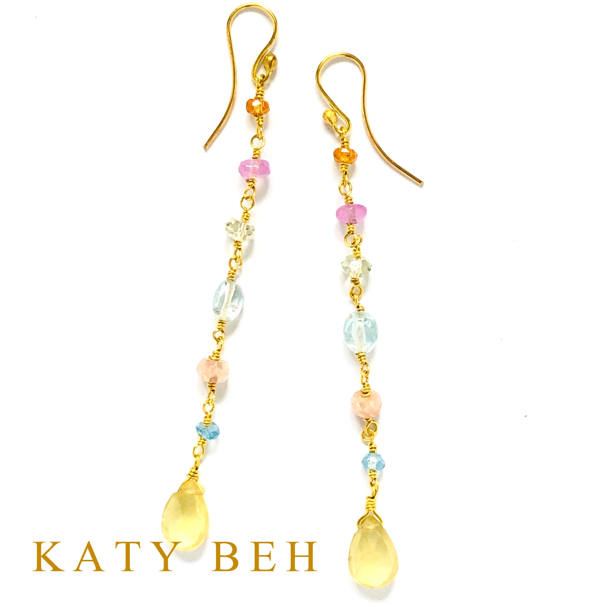 Ti Yellow Aquamarine and Mixed Gem Earrings