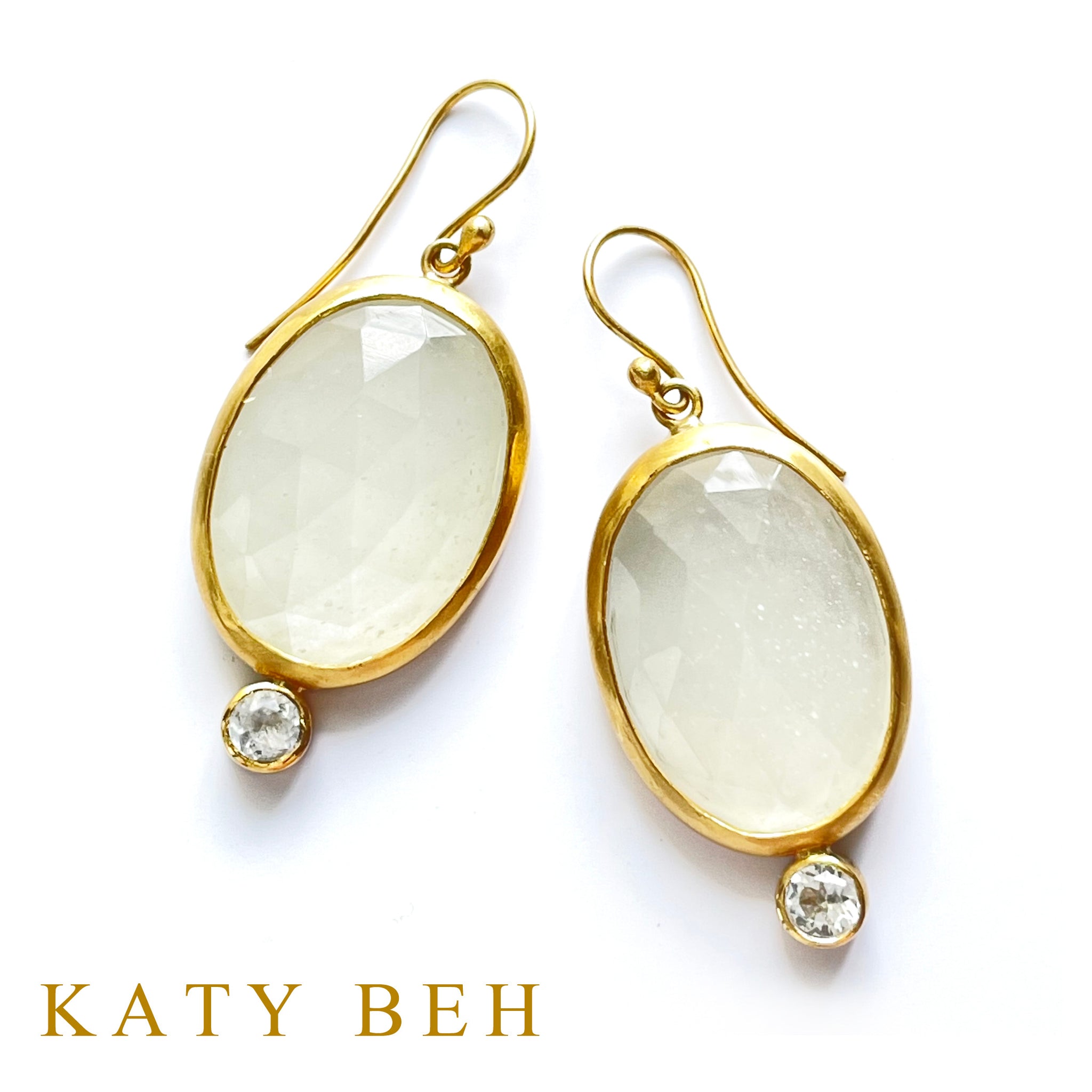 Whitney White Moonstone and White Topaz Earrings